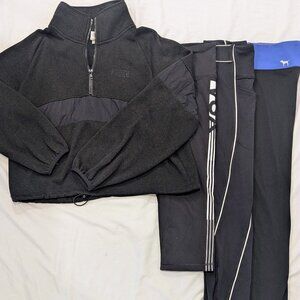 Lot of 4 Victorias Secret Activewear Women Sz Small PINK VSX Leggings Zip Up Top